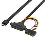 Oculink SFF-8611轉SFF-8639+15P SATA 帶耳朵 服務器陣列卡數(shù)據線